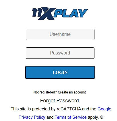 11xplay login ID password Reset and Forgot